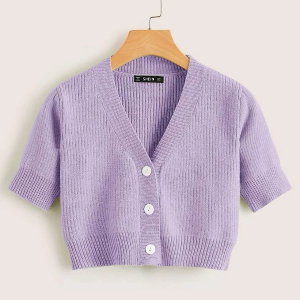 Short Sleeve Button Placket Cardigan